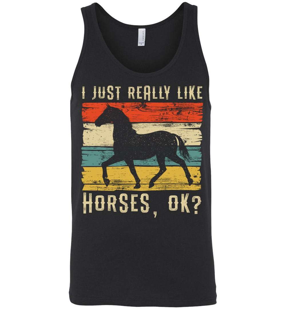 RobustCreative-Horse Girl Tank Top Retro I Just Really Like Riding Vintage Racing Lover Black