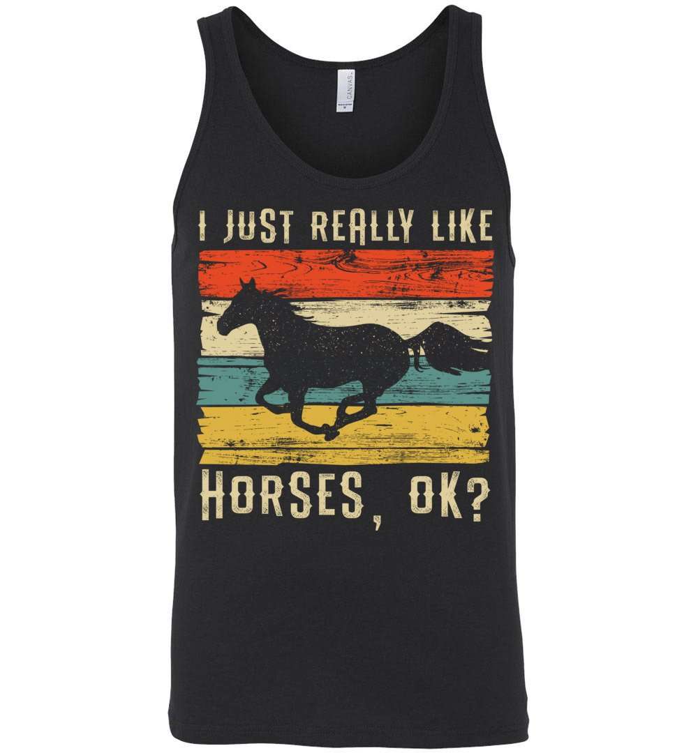 RobustCreative-Retro Horse Girl Tank Top I Just Really Like Riding Vintage Racing Lover Black