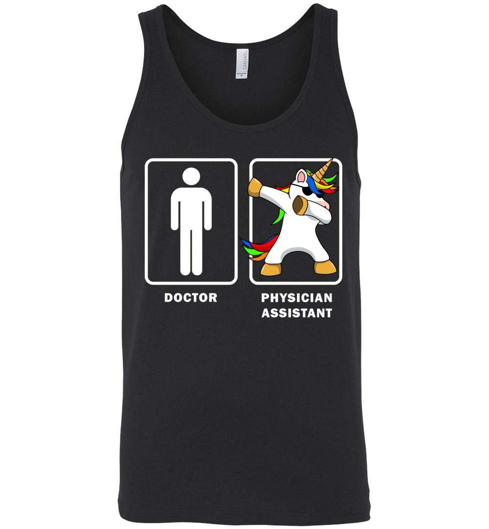 RobustCreative-Physician Assistant Doctor Dabbing Unicorn Tank Top Medical Black