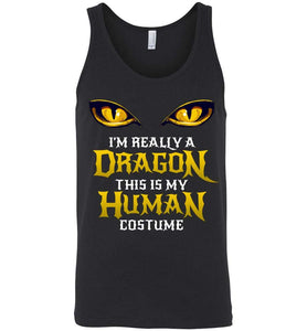 RobustCreative-Halloween Dragon Costume Not Human Eyes Tank Top Gold Funny Halloween Themed Party Black