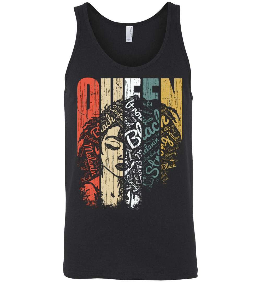 RobustCreative-Queen Tank Top Strong Black Woman Natural Hair Afro Educated Melanin Rich Skin Black