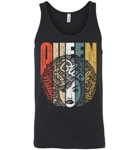 RobustCreative-Queen Tank Top Strong Black Woman Afro Natural Hair Educated Melanin Rich Skin Black