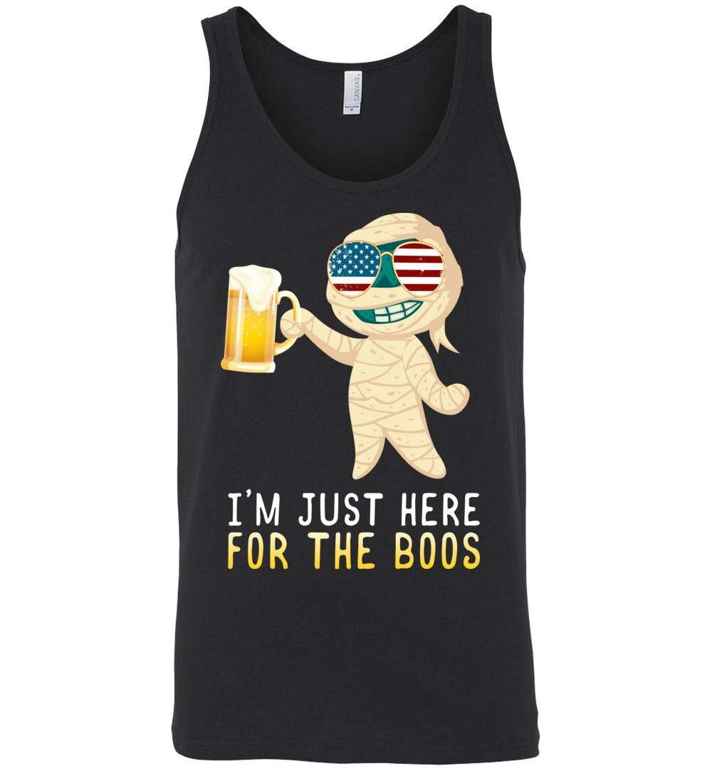 RobustCreative-I'm Just Here for the Boos Mummy American Flag Halloween Tank Top Funny Boo Party Outfit Black