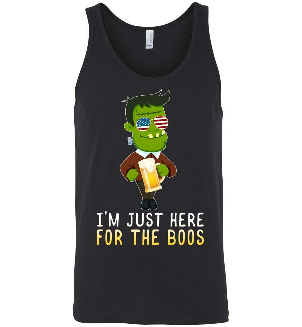 RobustCreative-I'm Just Here for the Boos Monster American Flag Halloween Tank Top Funny Boo Party Outfit Black