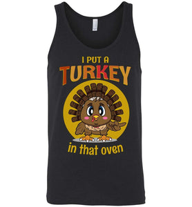 RobustCreative-Funny Thanksgiving Tank Top New Dad Announcement Gift Little Turkey Black