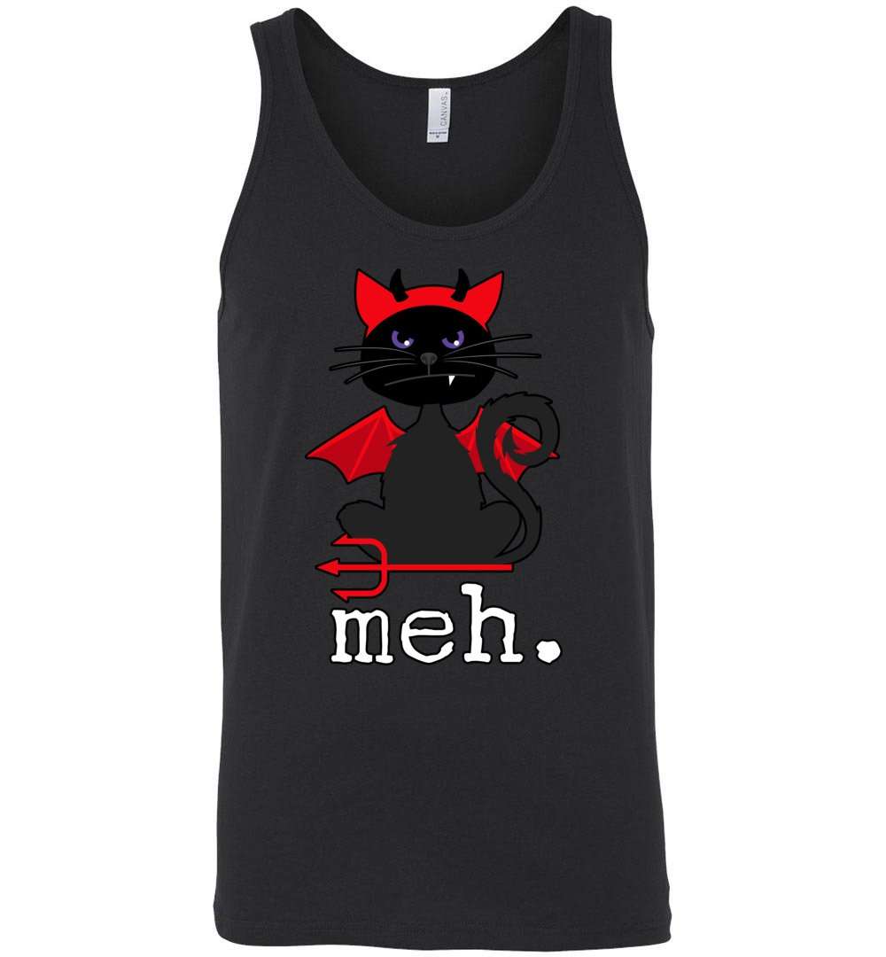 RobustCreative-Black Cat Meh Red Devil Halloween Tank Top Meow Hocus Pocus Black