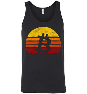 RobustCreative-Bitcoin Retro Sunset Tank Top Sun Silhuette cryptocurrency technology Black