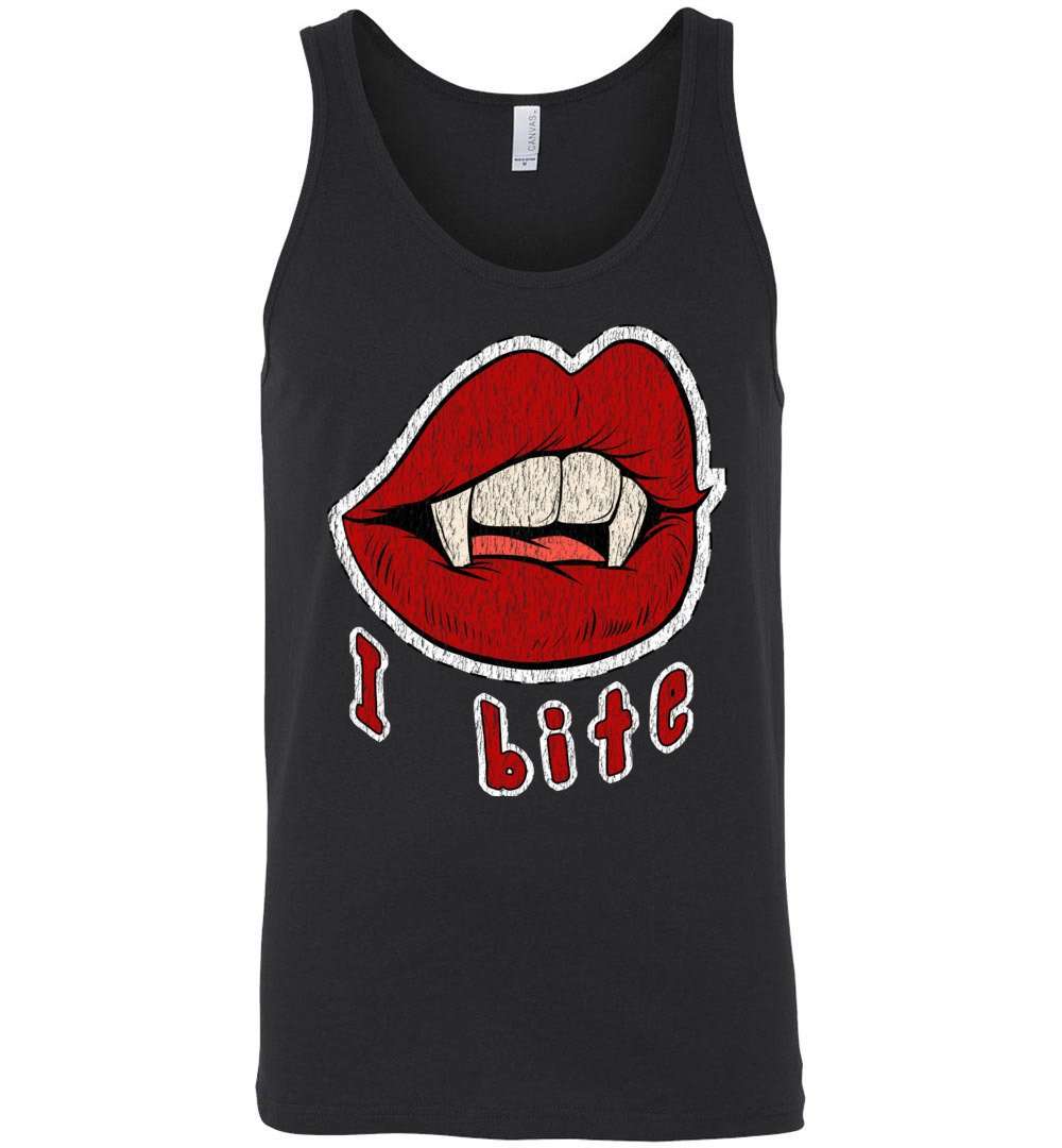 RobustCreative-I Bite Vampire Lips Distressed Funny Halloween Tank Top Spooky Monster Blood Black