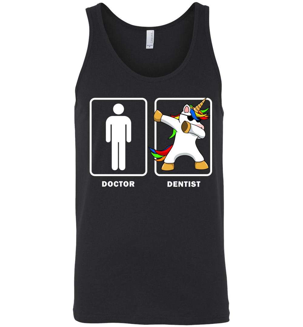 RobustCreative-Dentist VS Doctor Dabbing Unicorn Tank Top Medical Black