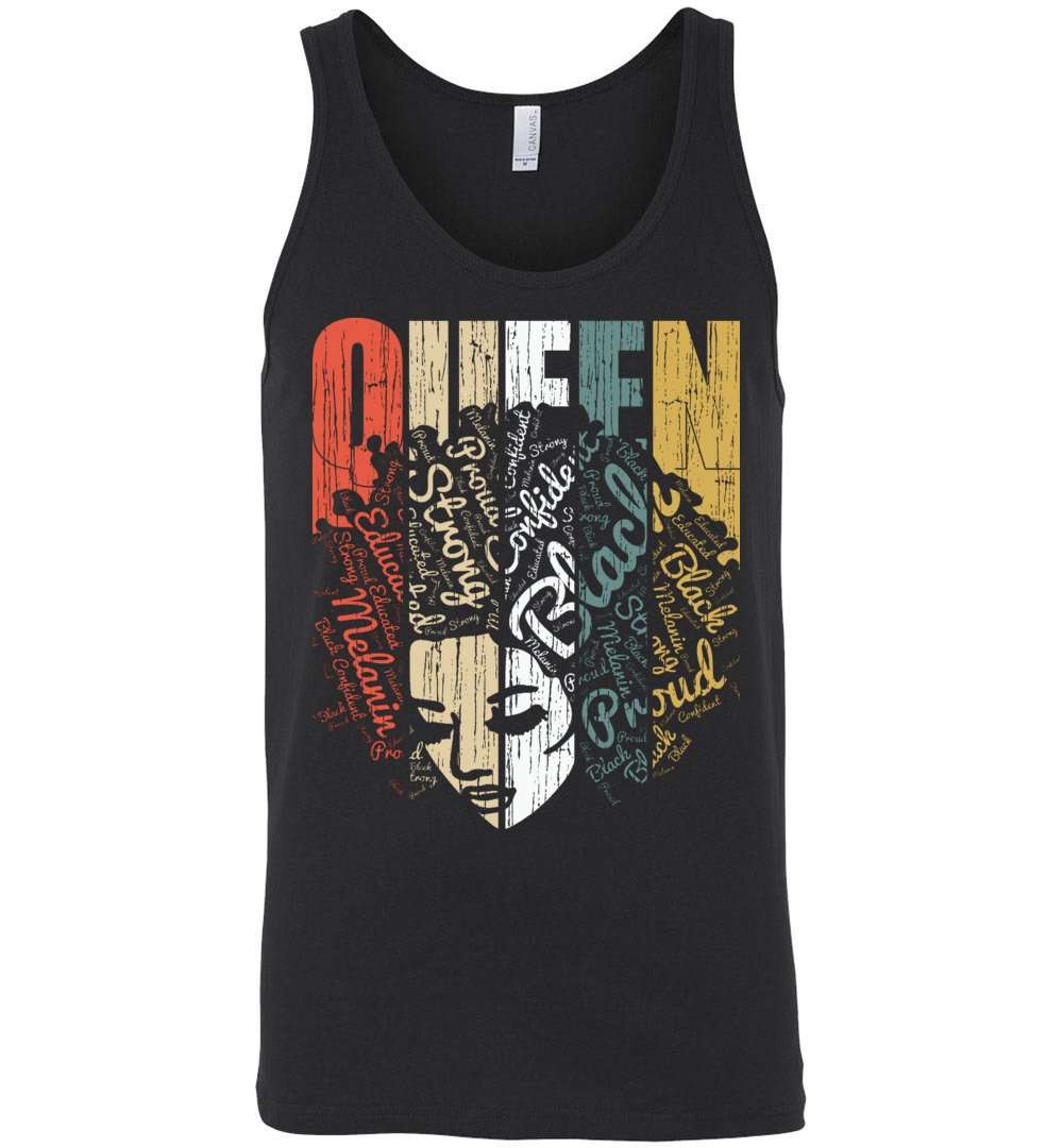 RobustCreative-Queen Tank Top Strong Black Woman Hair Afro Natural Educated Melanin Rich Skin Black