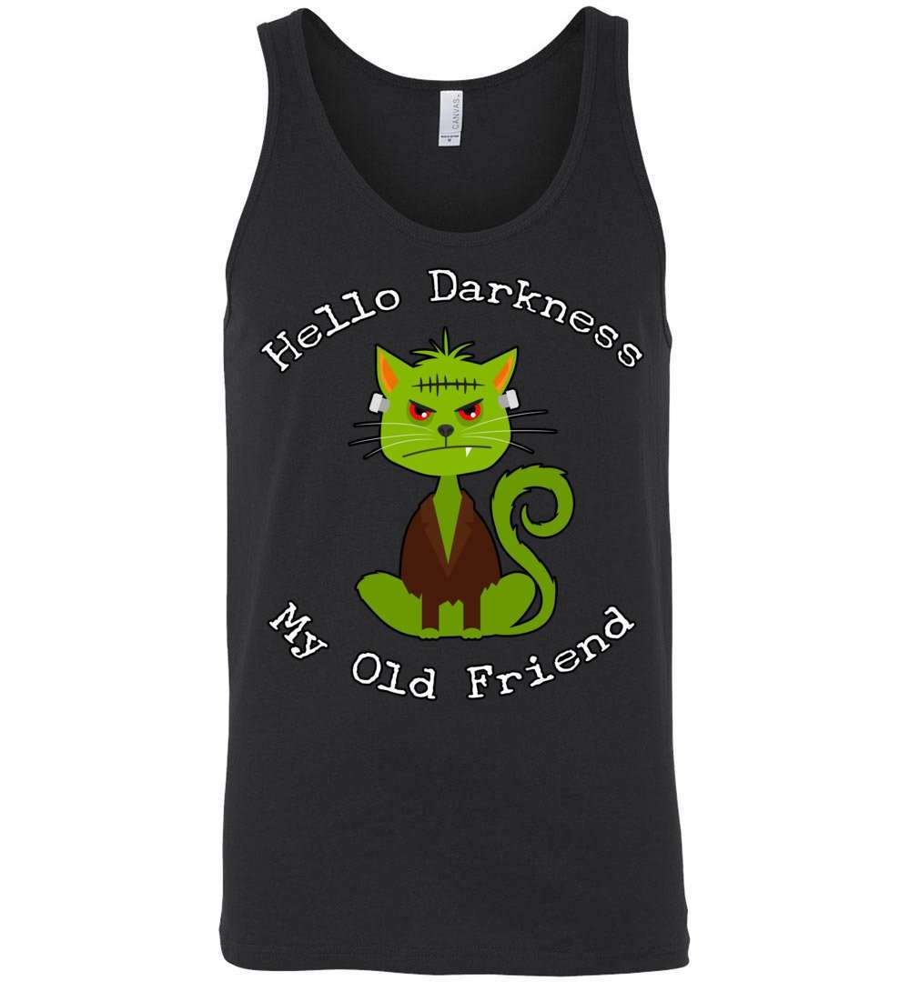 RobustCreative-Black Cat Darkness Friend Green Monster Halloween Tank Top Hello Darkness My Old Friend Black