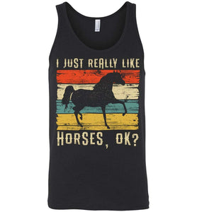 RobustCreative-I Just Really Like Riding Horse Girl Tank Top Vintage Retro Racing Lover Black