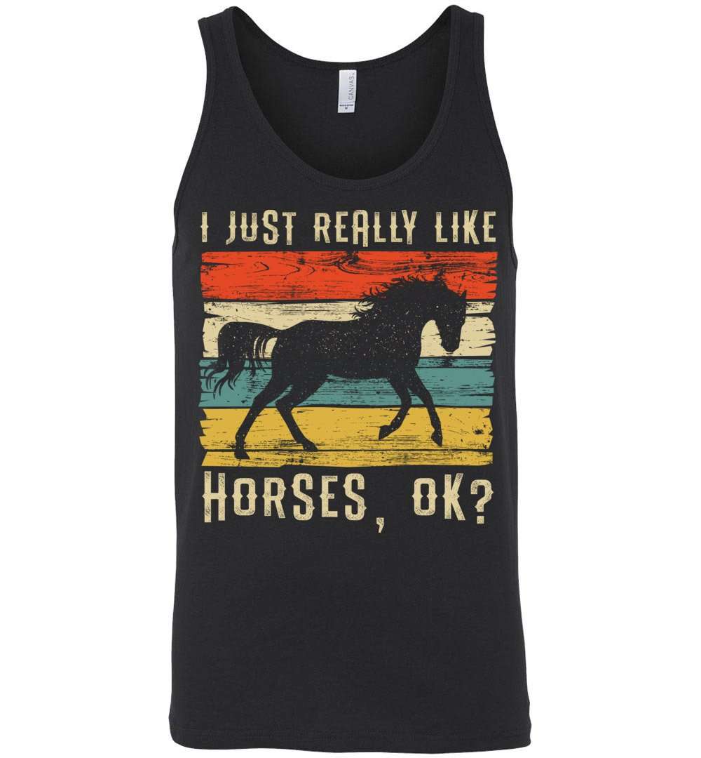 RobustCreative-Horse Wild Girl Tank Top I Just Really Like Riding Vintage Retro Racing Lover Black