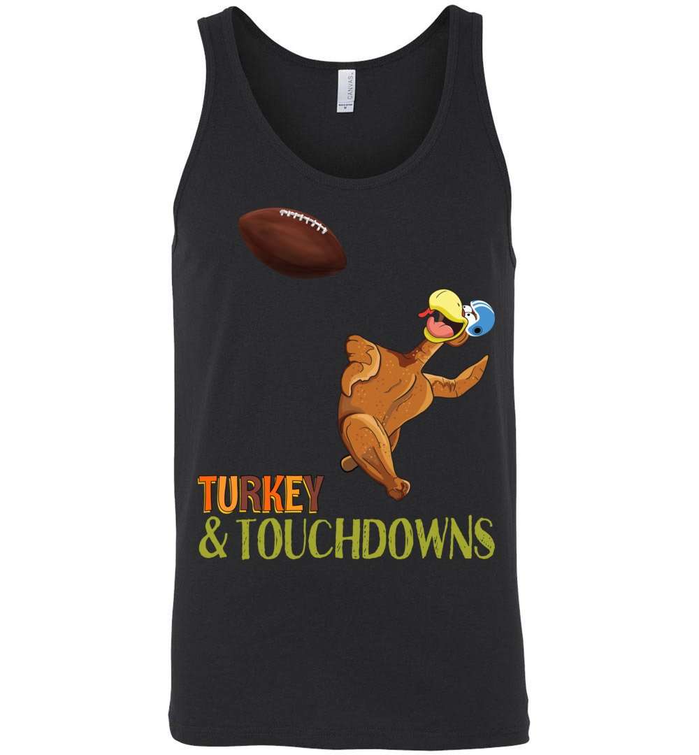 RobustCreative-Funny Thanksgiving Tank Top Turkey & Touchdowns Football Season Black