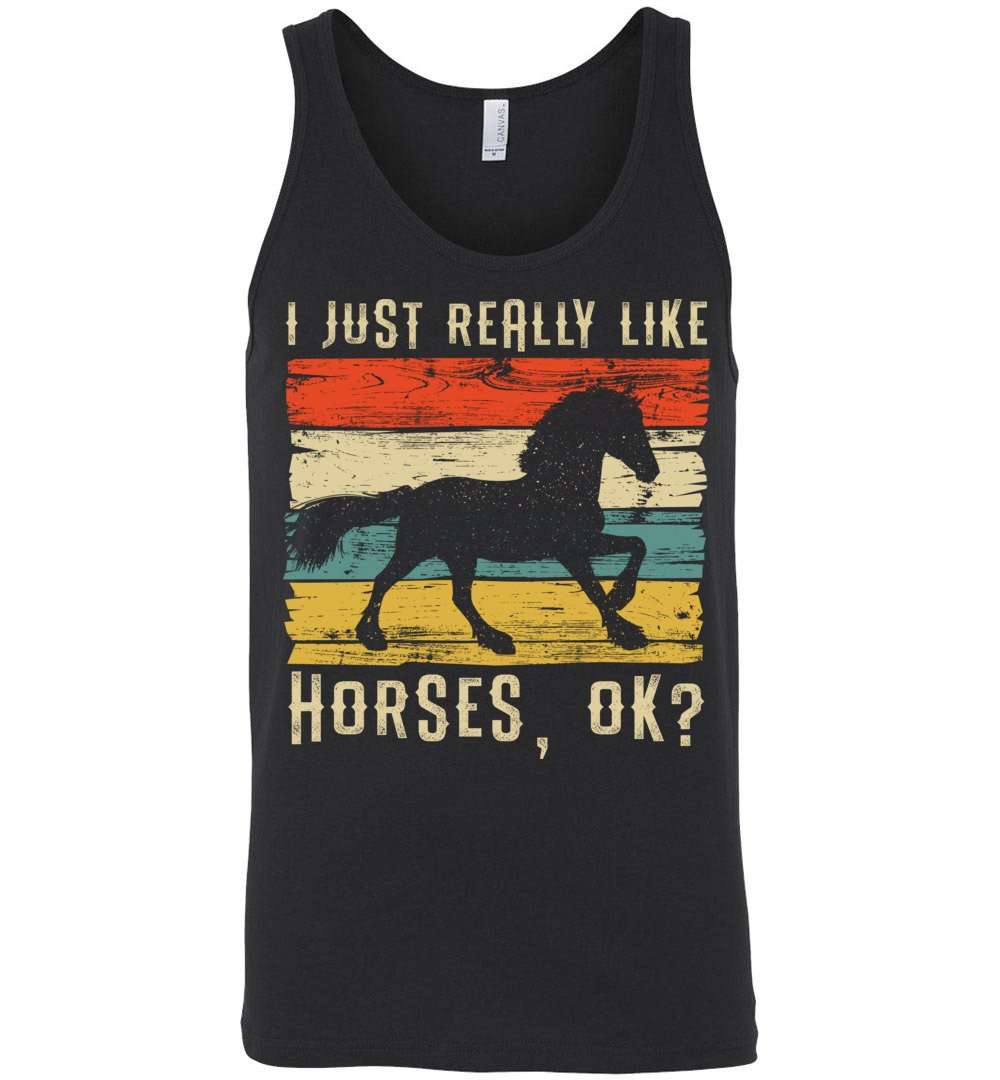 RobustCreative-Horse Girl Tank Top I Just Really Like Riding Vintage Retro Racing Lover Black