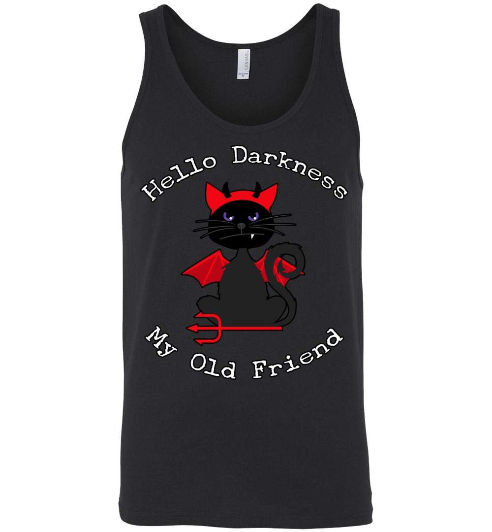RobustCreative-Black Cat Darkness Friend Red Devil Halloween Tank Top Hello Darkness My Old Friend Black