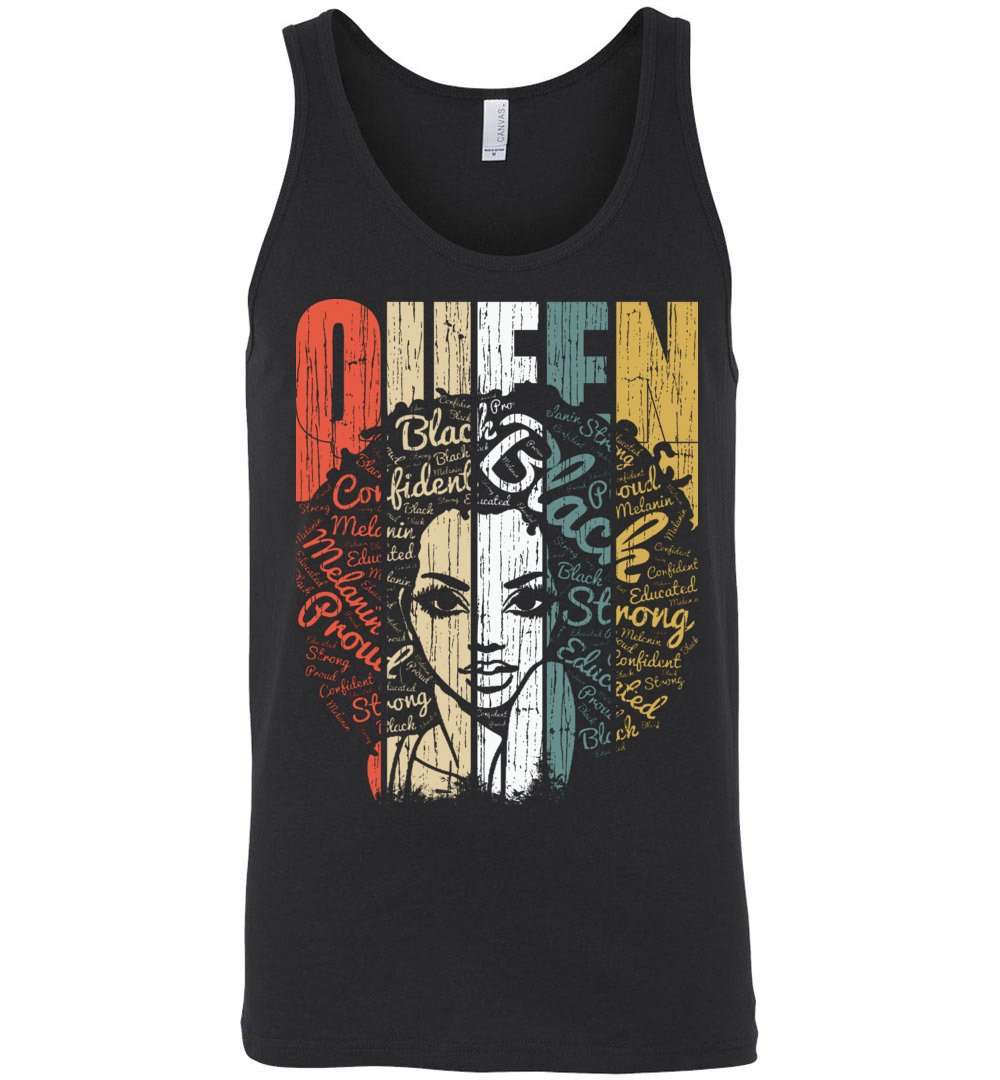 RobustCreative-Queen Tank Top Strong Black Woman Natural Afro Hair Educated Melanin Rich Skin Black