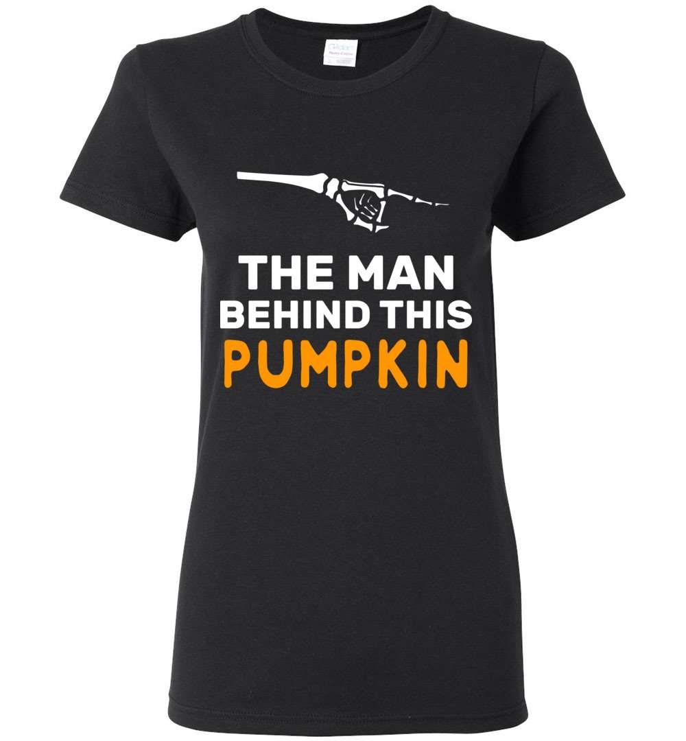 RobustCreative-The Man Behind The Pumpkin Halloween Mother Womens T-shirt mom of the baby comming Black