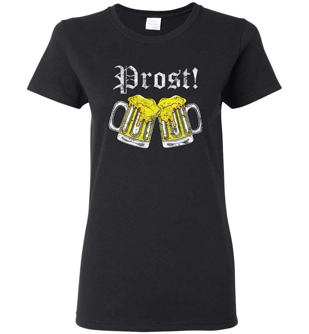 RobustCreative-Prost Ich Liebe Bier Beer Bavarian Festival Womens T-shirt Distressed Deutschland Behavior Bier Pretzel Wurst Schnitzel Black