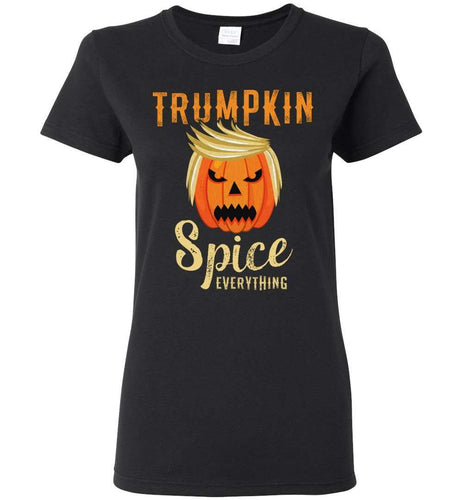 RobustCreative-Trumpkin Spice Everything Pumpkin Trump Halloween Party Womens T-shirt pumpkin with funny hair Black