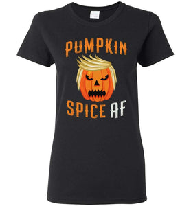 RobustCreative-Trumpkin Pumpkin Spice Trump Halloween Party Womens T-shirt pumpkin with funny hair Black