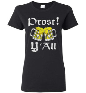 RobustCreative-Prost Y'All Ich Liebe Bier Beer Bavarian Festival Womens T-shirt Distressed Deutschland Behavior Bier Pretzel Wurst Schnitzel Black