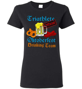 RobustCreative-Oktoberfest Triathlete Official Drinking Team Womens T-shirt Deutschland Behavior Bier Pretzel Wurst Schnitzel Black