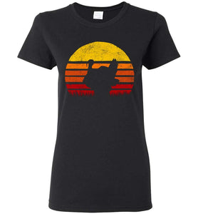 RobustCreative-Turkey Thanksgiving Retro Sunset Womens T-shirt Sun Silhuette Farmlife Black
