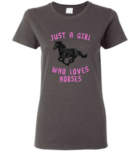 Load image into Gallery viewer, RobustCreative-Just a Girl Who Loves Black Horses: Animal Spirit Women&#39;s T-Shirt
