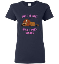 Load image into Gallery viewer, RobustCreative-Just a Girl Who Loves Bisons: Animal Spirit Women&#39;s T-Shirt
