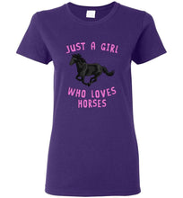 Load image into Gallery viewer, RobustCreative-Just a Girl Who Loves Black Horses: Animal Spirit Women&#39;s T-Shirt
