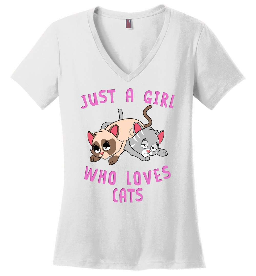 RobustCreative-Just a Girl Who Loves Cats: Animal Spirit Women's V-Neck T-Shirt