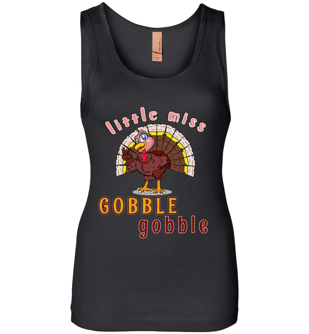 RobustCreative-Funny Thanksgiving Womens Tank Top Little Mess Gobble Turkey Black