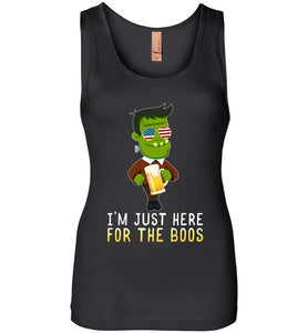 RobustCreative-I'm Just Here for the Boos Monster American Flag Halloween Womens Tank Top Funny Boo Party Outfit Black