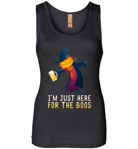 RobustCreative-I'm Just Here for the Boos Pumpkin Halloween Womens Tank Top Funny Boo Party Outfit Black