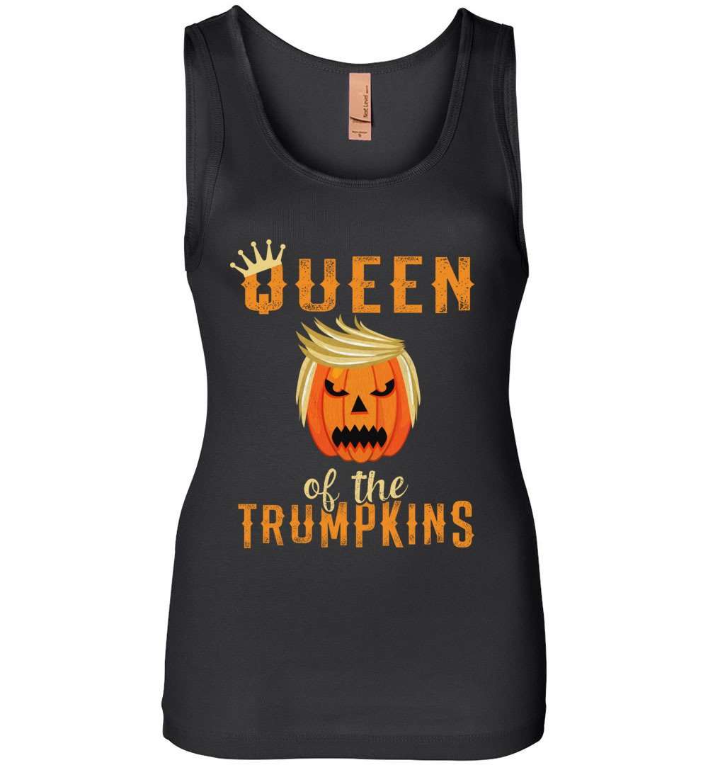 RobustCreative-Trumpkin Queen Pumpkin Trump Halloween Party Womens Tank Top pumpkin with funny hair Black