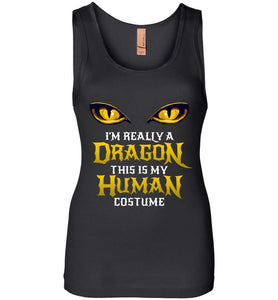 RobustCreative-Halloween Dragon Costume Not Human Eyes Womens Tank Top Gold Funny Halloween Themed Party Black
