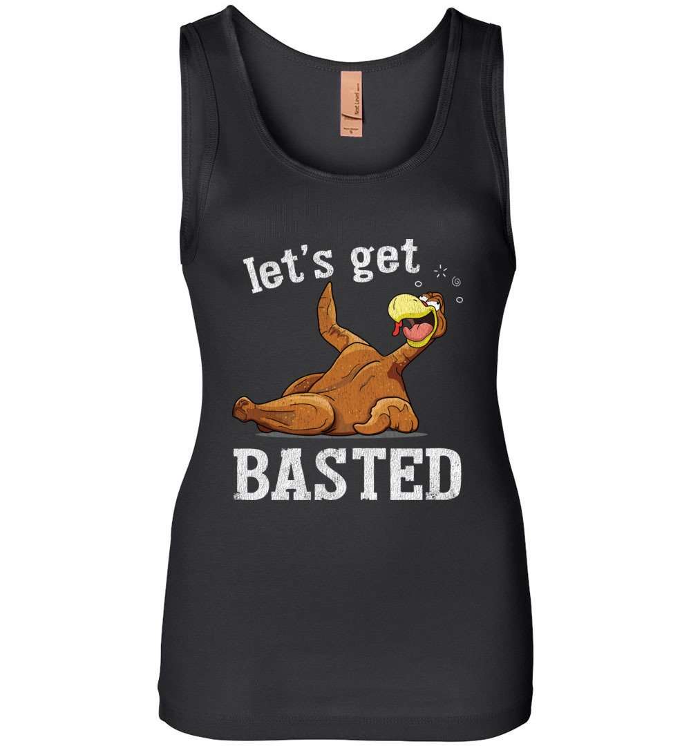 RobustCreative-Funny Thanksgiving Womens Tank Top Turkey Let's Get Basted Crazy Gettin' Wasted Black