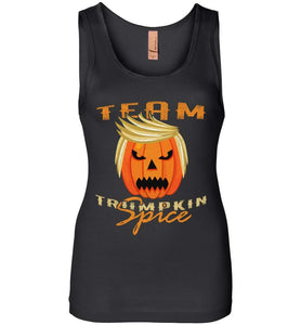 RobustCreative-Trumpkin Spice Team Trump Haloween Party Womens Tank Top pumpkin with funny hair Black