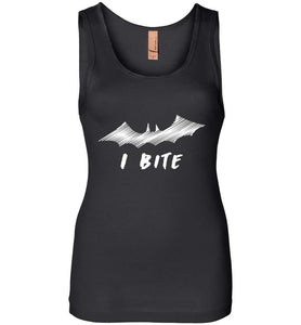 RobustCreative-I bite Bat Creepy Funny Halloween Womens Tank Top Boo Party Outfit Black