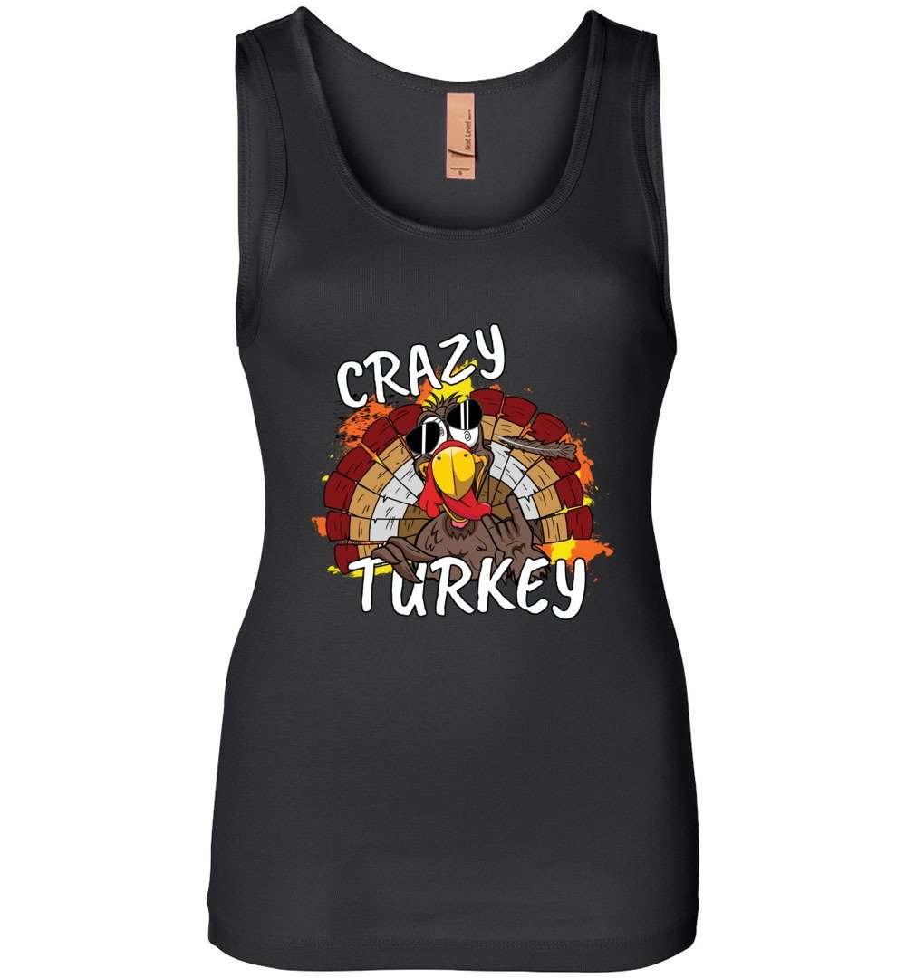 RobustCreative-Funny Thanksgiving Womens Tank Top Crazy Turkey Let's Get Busted Black
