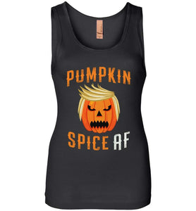 RobustCreative-Trumpkin Pumpkin Spice Trump Halloween Party Womens Tank Top pumpkin with funny hair Black