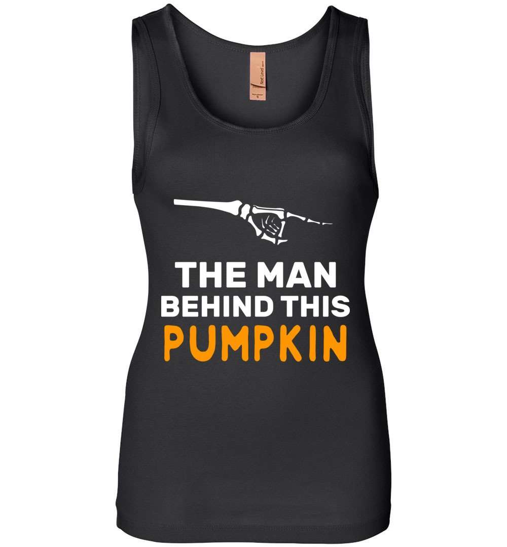 RobustCreative-The Man Behind The Pumpkin Halloween Mother Womens Tank Top mom of the baby comming Black