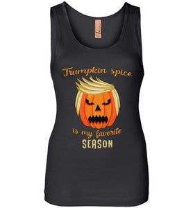 RobustCreative-Trumpkin Pumpkin Spice Favorite Season Trump Halloween Party Womens Tank Top pumpkin with funny hair Black