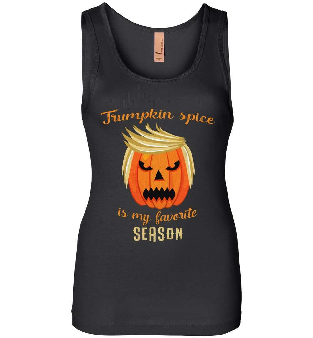 RobustCreative-Trumpkin Pumpkin Spice Favorite Season Trump Halloween Party Womens Tank Top pumpkin with funny hair Black