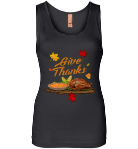 RobustCreative-Funny Thanksgiving Womens Tank Top Give Thanks Cherish Black