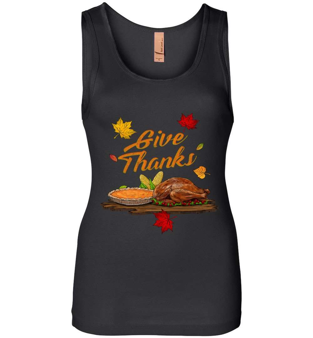 RobustCreative-Funny Thanksgiving Womens Tank Top Give Thanks Cherish Black