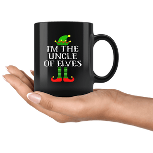 RobustCreative-Im The Uncle of Elves Family Matching Elf Outfits PJ - 11oz Black Mug Christmas group green pjs costume Gift Idea