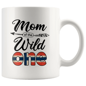 RobustCreative-Norwegian Mom of the Wild One Birthday Norway Flag White 11oz Mug Gift Idea