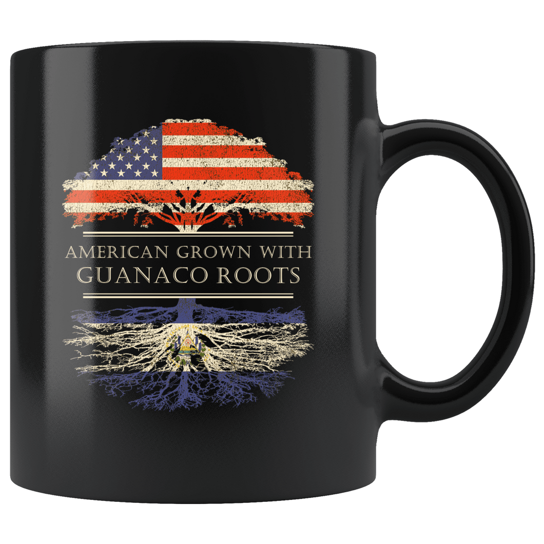 RobustCreative-Guanaco Roots American Grown Fathers Day Gift - Guanaco Pride 11oz Funny Black Coffee Mug - Real El Salvador Hero Flag Papa National Heritage - Friends Gift - Both Sides Printed